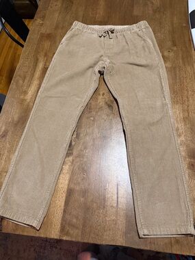 Men's Beige Corduroy Drawstring Pants